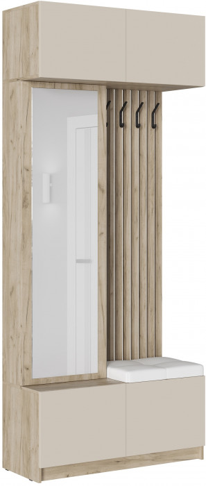 Модульная прихожая Бостон ЛДСП композиция 2, крафт серый/кашемир