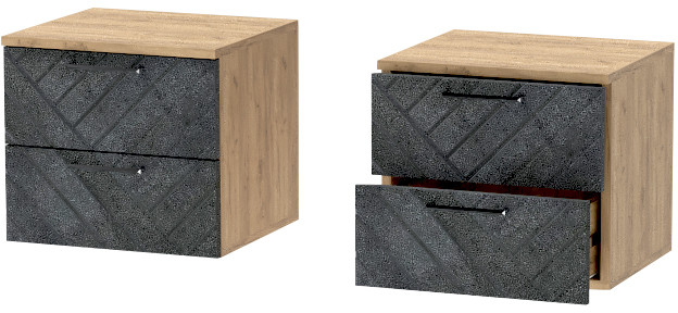 Тумба-6 прикроватная подвесная "Иннэс-7", Крафт золотой/Бетон графит